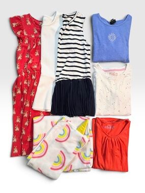 7 pc Girls Assorted Bundle - Tops Tees Poncho Dress L 8/10